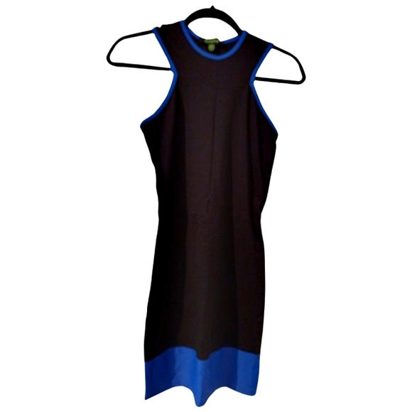 Limedrop Vintage Bodycon black and blue Mini dress Size 8 - Picture 2 of 9